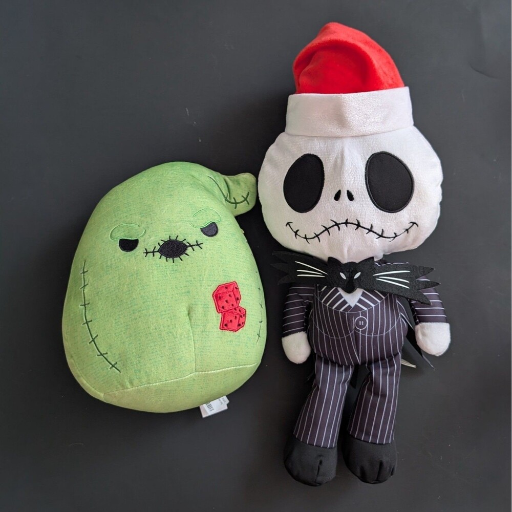 Disney Nightmare Before Christmas Jack Skellington & Oogie Boogie Plushies 14/8"